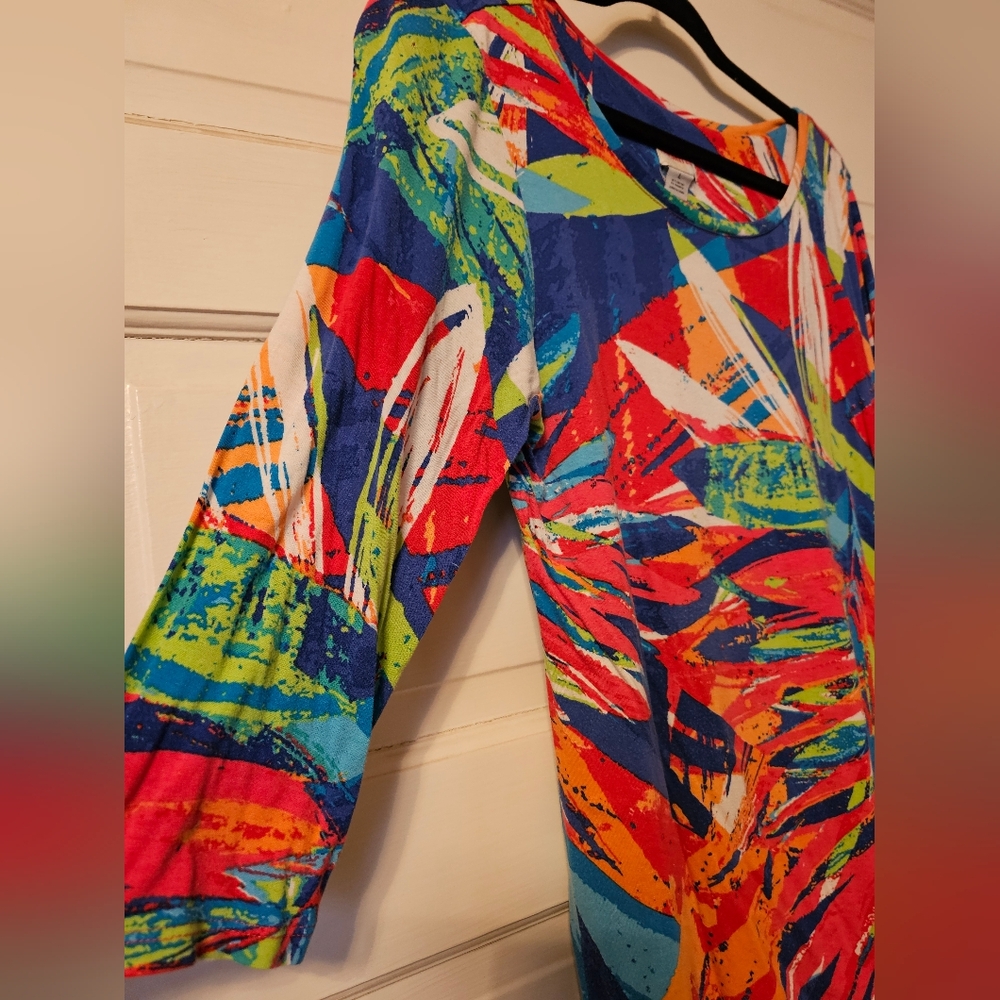 Ruby Rd. Multicolor Abstract Long Sleeve Top - Picture 4 of 6